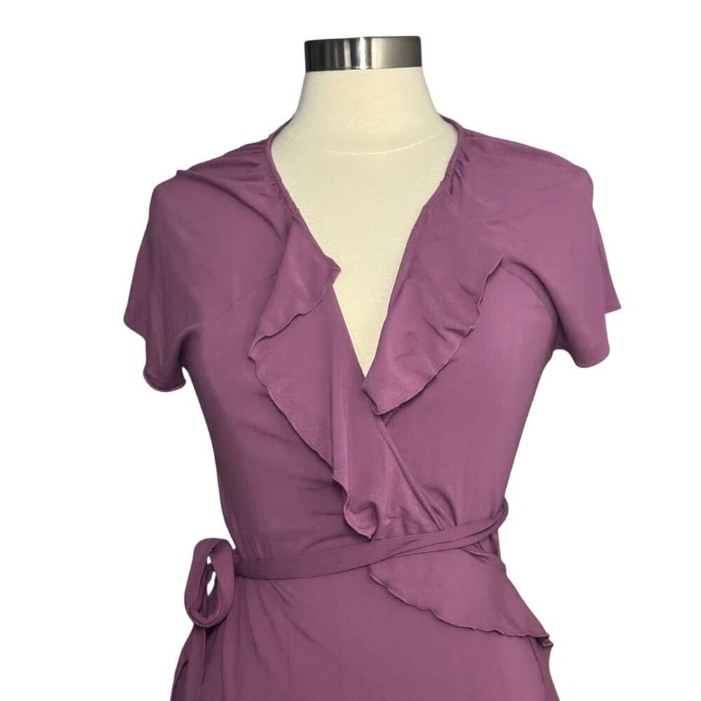 Banana Republic Purple Ruffle Wrap Dress Women's M Petite Romantic - Picture 5 of 9